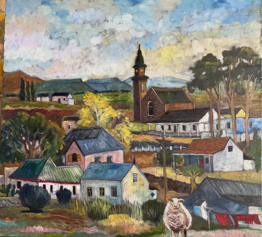A painting in my SMALL TOWN/DORPIE series. Oil on canvas. 61 x 61 cm.