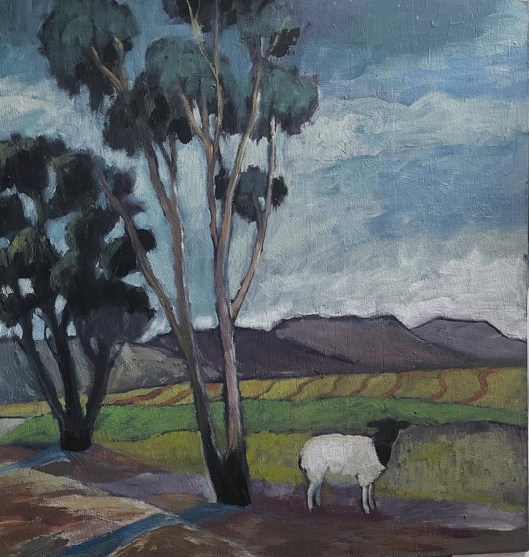Landskap met bome, akriel op bord, 60 x 60cm
